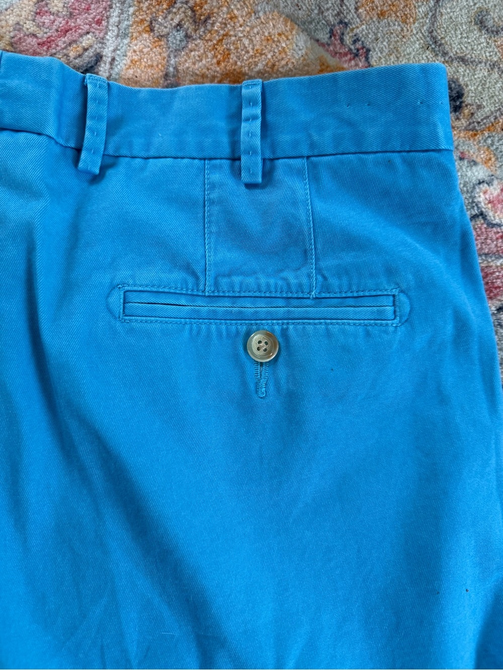 Peter Millar Turquoise Flat-Front Cotton Shorts - Picture 6 of 6